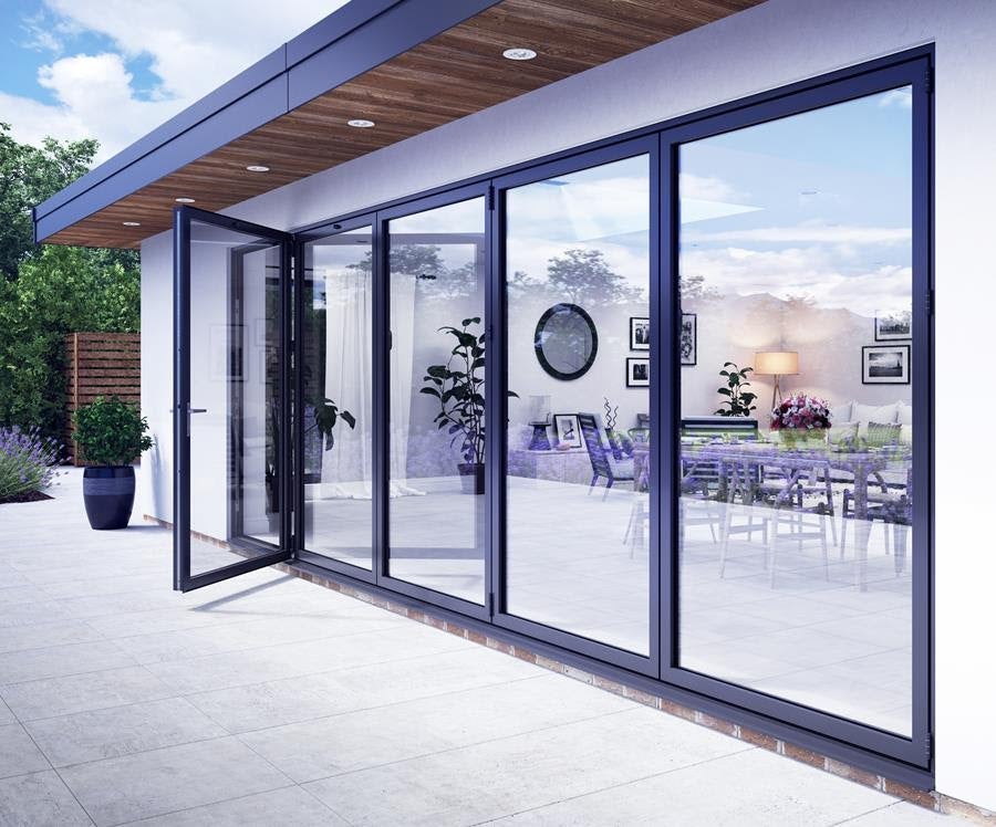 4m Grey Aluminium Bi-fold Doors